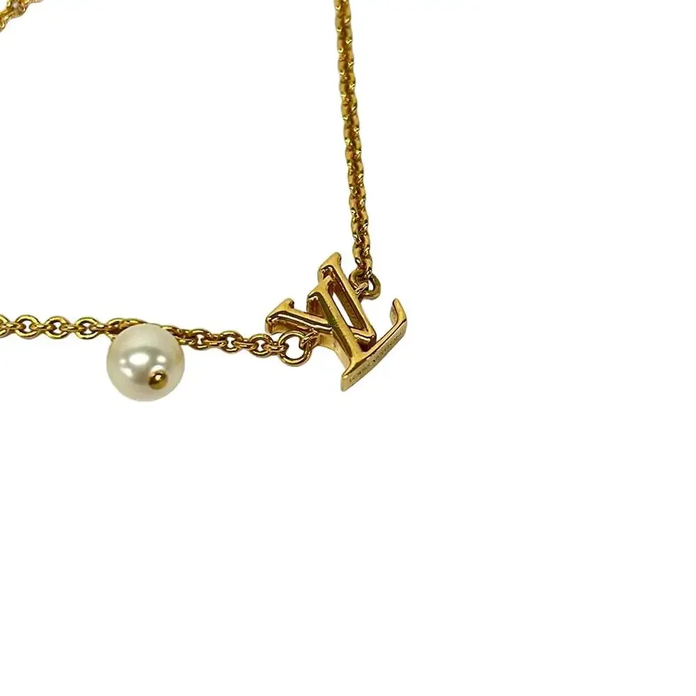 Louis Vuitton LV Iconic Luisa Bracelet M1450A Gold Cream Hardware Faux Pearl